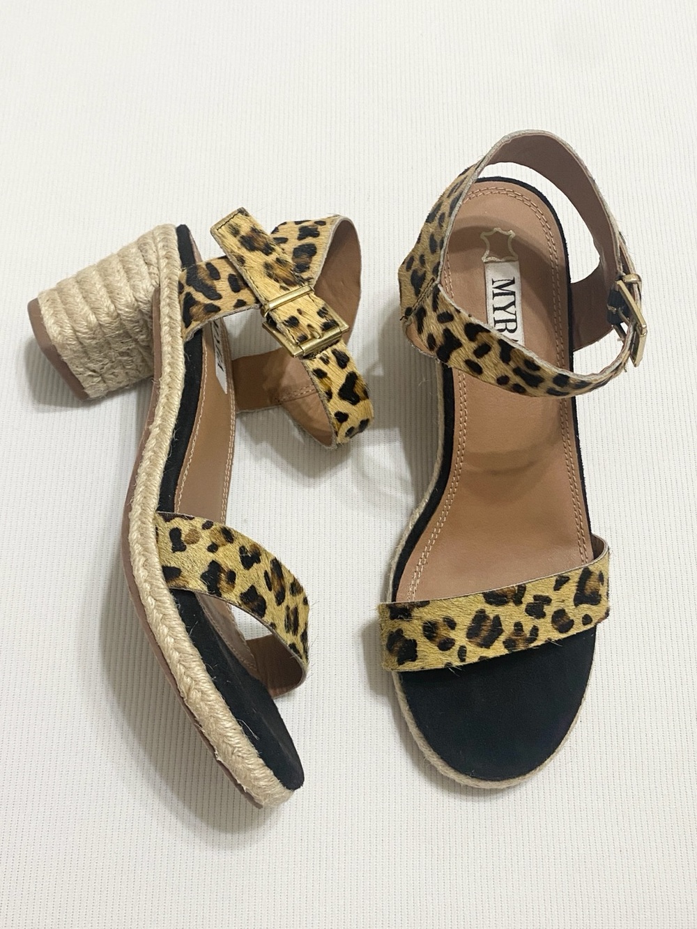 Myra Crucible Leopard Calfhair Leather Espadrille Heeled Sandal
